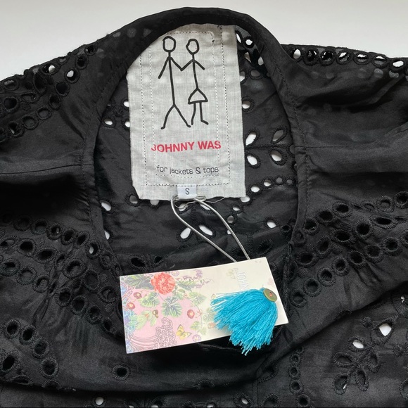 Johnny Was Black Eyelet Embroidered Oversized Tunic Pullover Small NWT - Picture 3 of 6